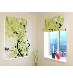 Roman blind - floral and green - FIREPROOF