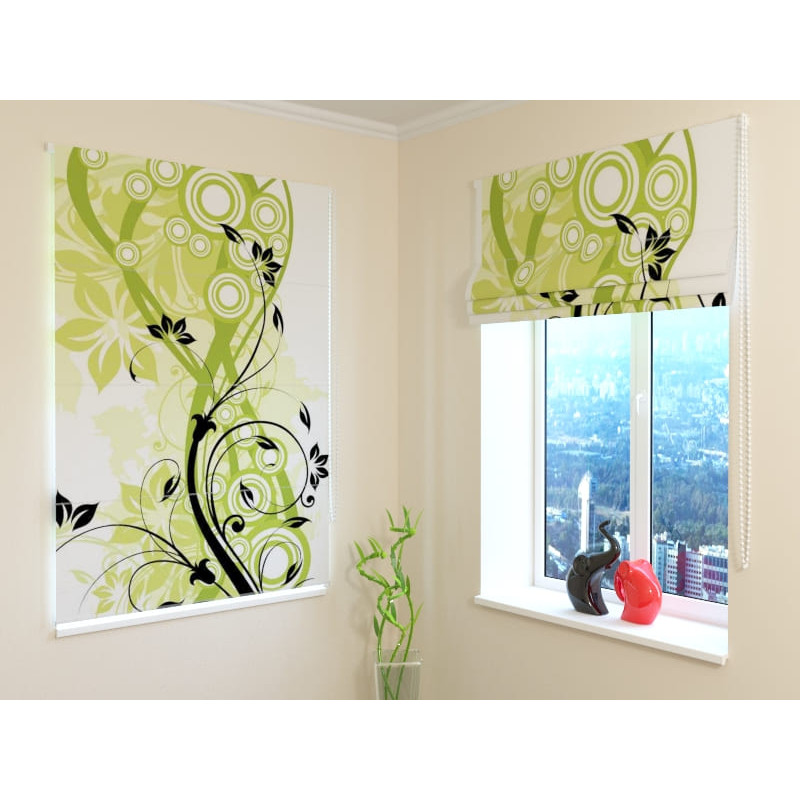92,99 € Roman blind - floral and green - FIREPROOF