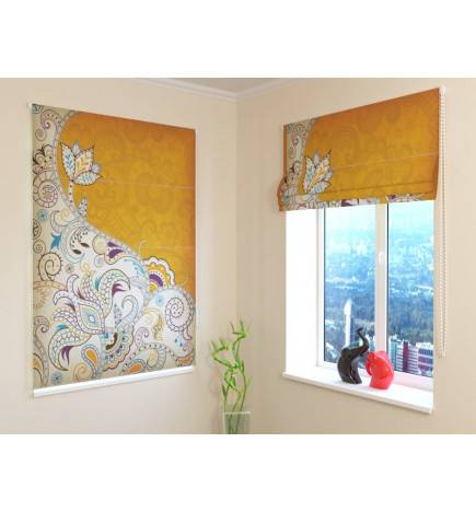 Roman blind - floral and white - FIREPROOF