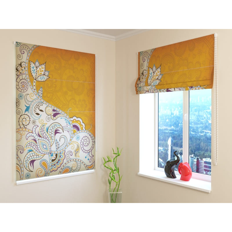 68,50 € Vouwgordijn - bloemen en wit - BLACKOUT