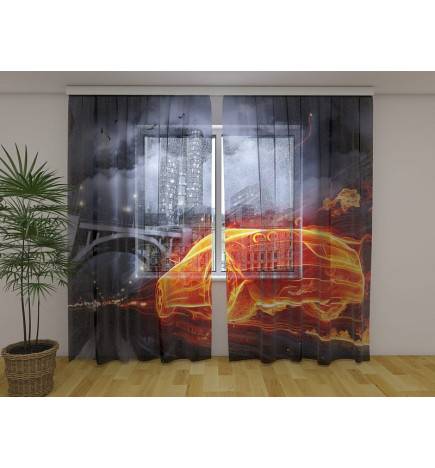 Cortina personalizada - com máquina fluorescente