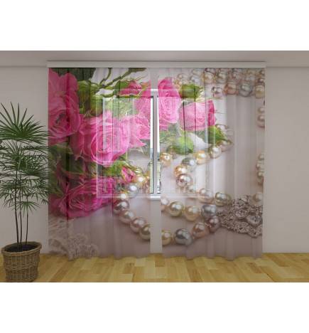 Custom curtain - with pearls and roses