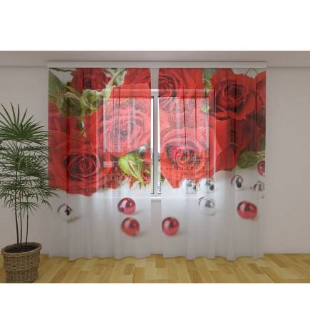 Custom curtain - with roses and beads