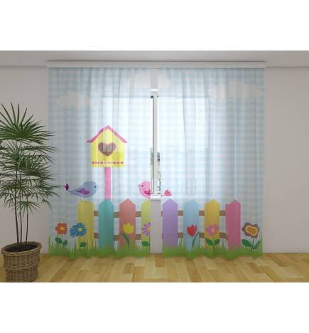 Personalized curtain - with 2 little birds in love