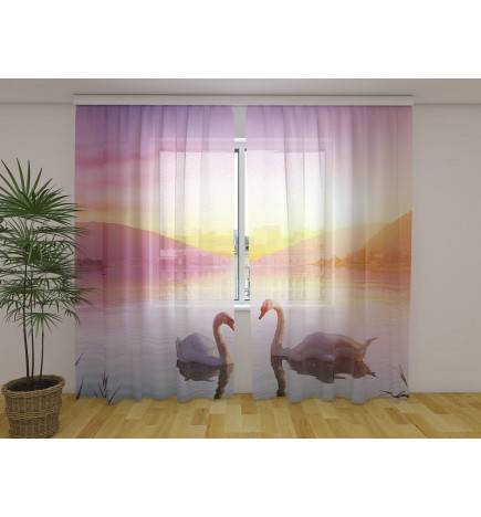 Personalized curtain - with two swans in love