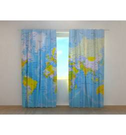 0,00 € Personalisierter Vorhang - mit einer farbigen Weltkarte
