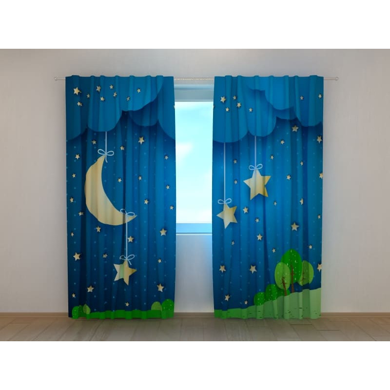 0,00 €Rideau sur mesure - avec lune d'été et étoiles