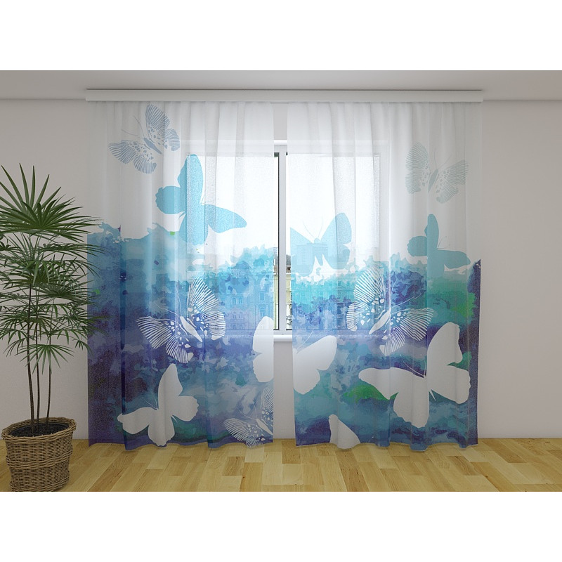1,00 €Tenda personalizzata - farfalle e fiori azzurri