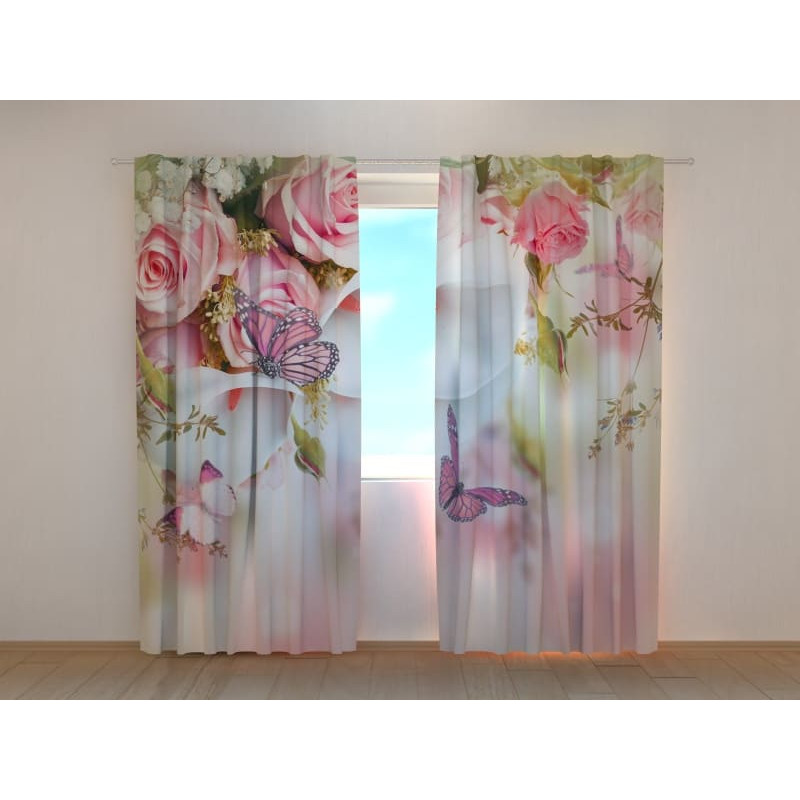 0,00 € Custom Curtain - Butterflies Among Roses