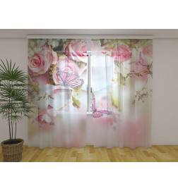 Custom Curtain - Butterflies Among Roses