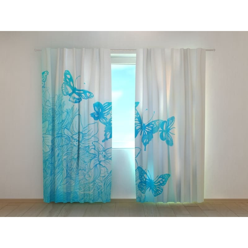 0,00 € Custom curtain - abstract with butterflies and flowers