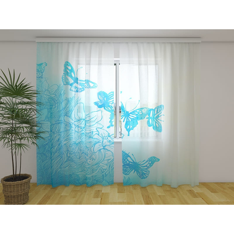 0,00 € Custom curtain - abstract with butterflies and flowers