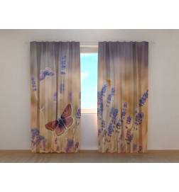 Custom Curtain - Butterflies and Lavender Flowers