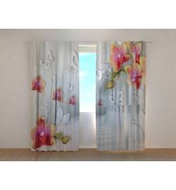Custom Curtain - Butterflies and Orchids