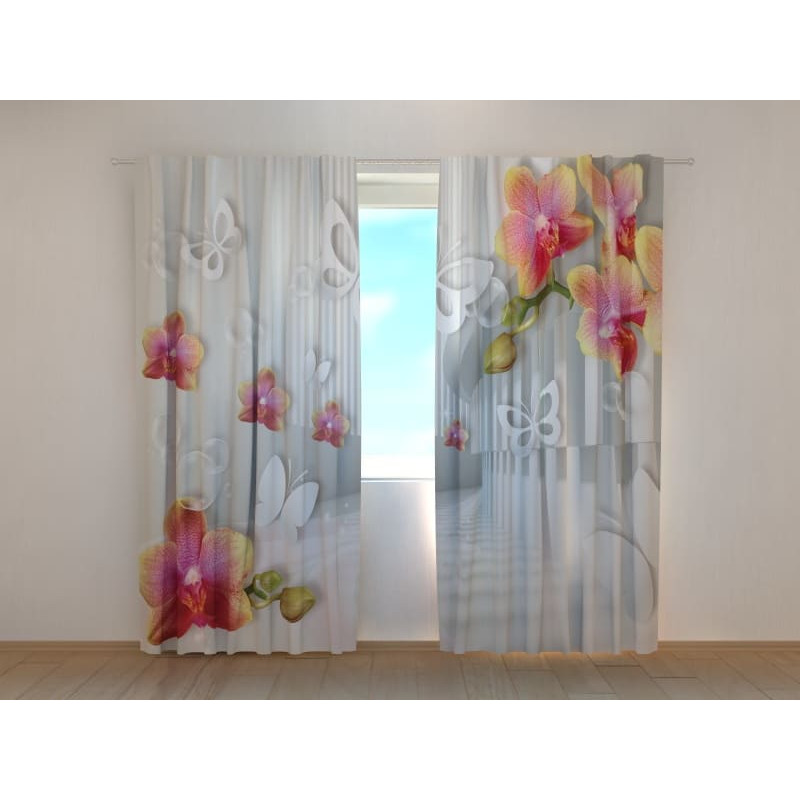 0,00 € Custom Curtain - Butterflies and Orchids