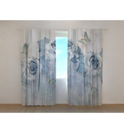 0,00 € Benutzerdefinierter Vorhang - Vintage Schmetterlinge und Rosen