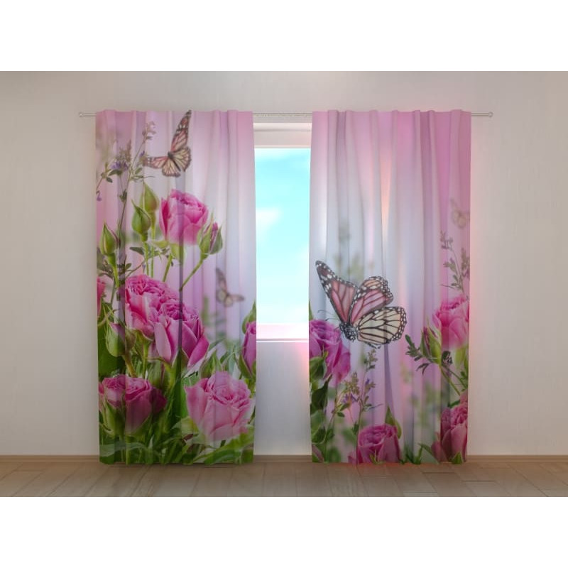 0,00 € Custom curtain - delicate roses and butterflies