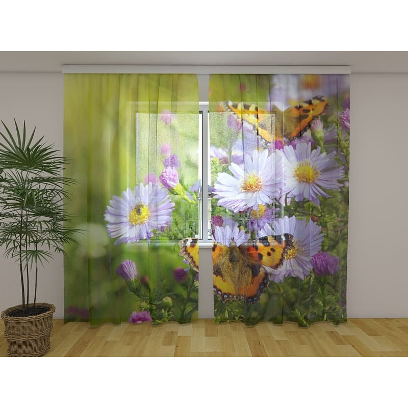 0,00 € Custom curtain - with butterflies in the flower field