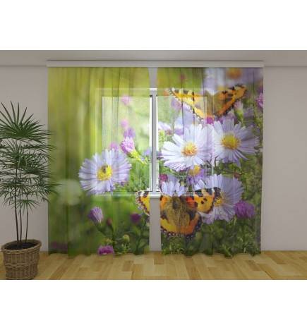 Custom curtain - with butterflies in the flower field
