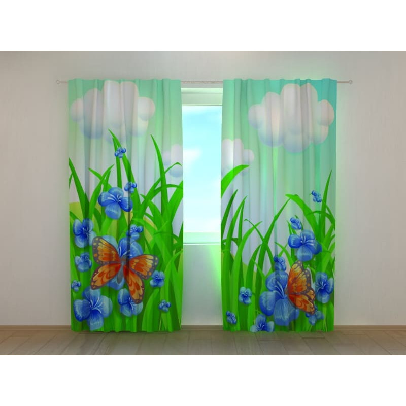 0,00 € Personalisierter Vorhang - mit Schmetterlingen auf einer Blumenwiese