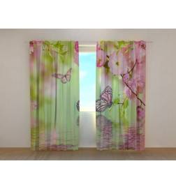 Custom curtain - with butterflies in the pond