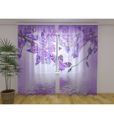 0,00 € Maßgeschneiderter Vorhang – See mit Schmetterlingen und Orchideen