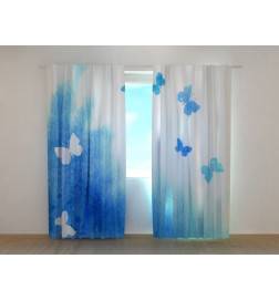 0,00 € Maßgeschneiderter Vorhang – mit blauen und weißen Schmetterlingen