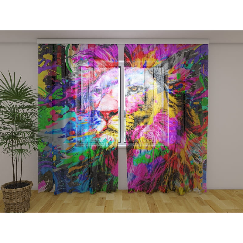 0,00 € Maßgeschneiderter Vorhang – mit einem bunten Löwen
