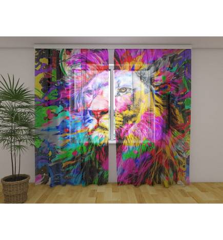 Cortina personalizada - con un león de colores