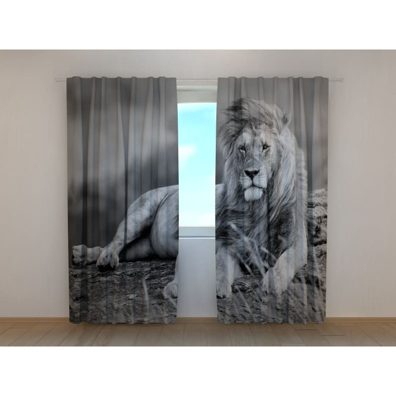 0,00 €Rideau sur mesure - avec un lion noir et blanc