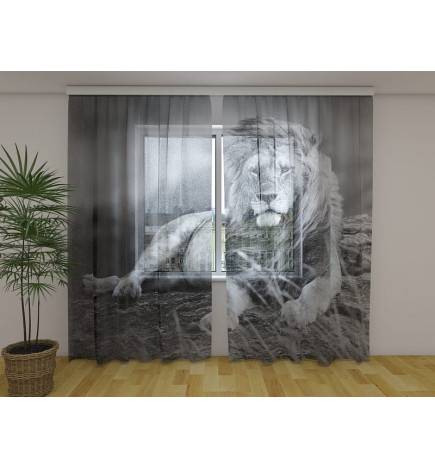 Cortina personalizada - con un león blanco y negro