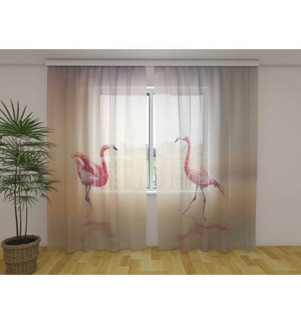 Personalisierter Vorhang - mit zwei Flamingos