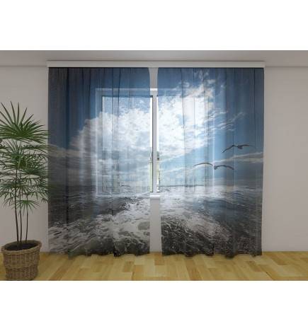 Personalisierter Vorhang - mit zwei Möwen auf See