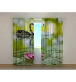 0,00 € Custom curtain - with two swans - black and white
