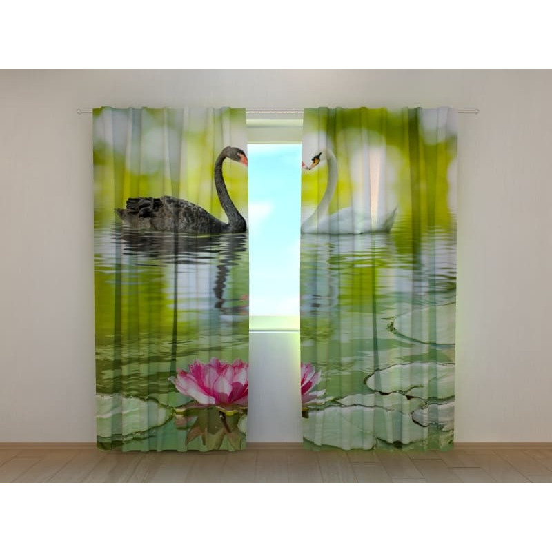 0,00 € Custom curtain - with two swans - black and white
