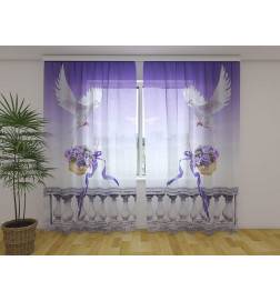 Cortina personalizada - con dos palomas con flores