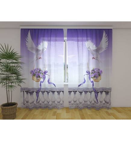 Tenda personalizzata - con due colombe con i fiori