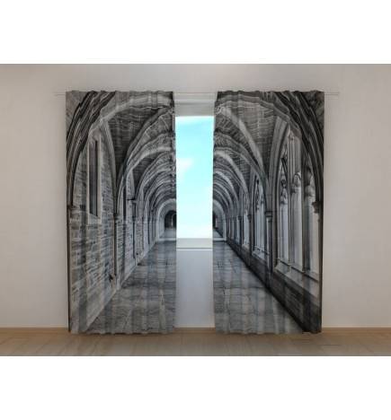 Custom curtain - in the corridor in black and white