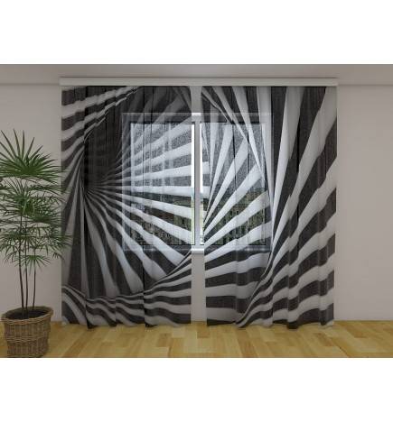 Custom curtain - with a black and white spiral