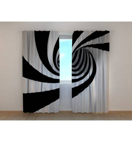 Custom curtain - with a black and white swirl