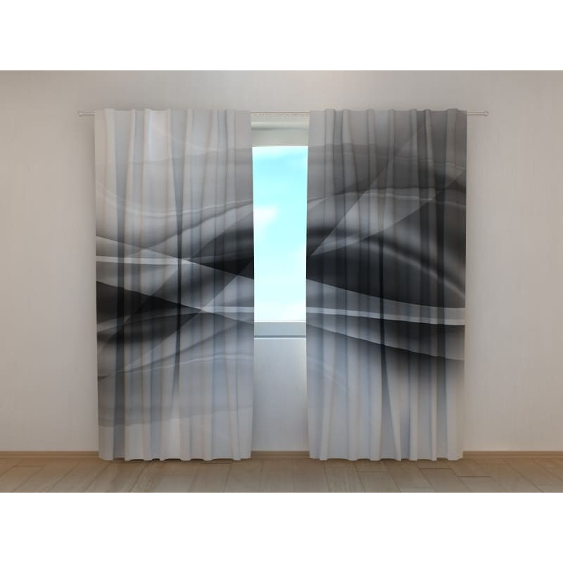 0,00 € Mukautettu verho - abstrakti mustilla aalloilla