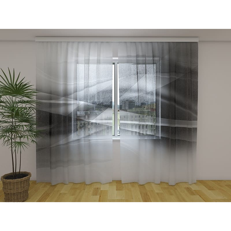 0,00 € Custom curtain - abstract with black waves