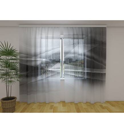 Custom curtain - abstract with black waves