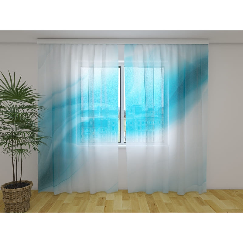 0,00 € Gordijn op maat - abstract met een blauwe golf
