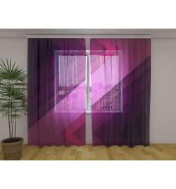 Custom curtain - heometric with a purple stripe