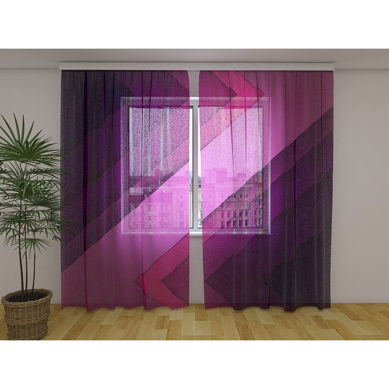 1,00 € Custom curtain - heometric with a purple stripe