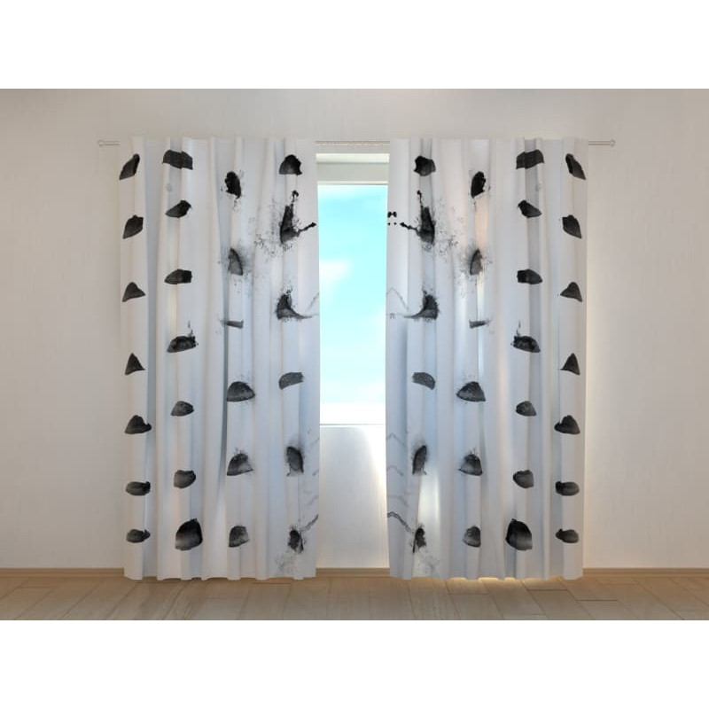 0,00 € Benutzerdefinierter Vorhang - weiß mit schwarzen Flecken