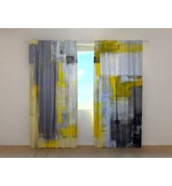 Custom Curtain - Abstract Yellows and Greys