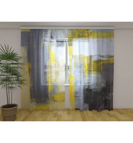 Asmeninė lentyna - geltona ir pilka abstrakcija