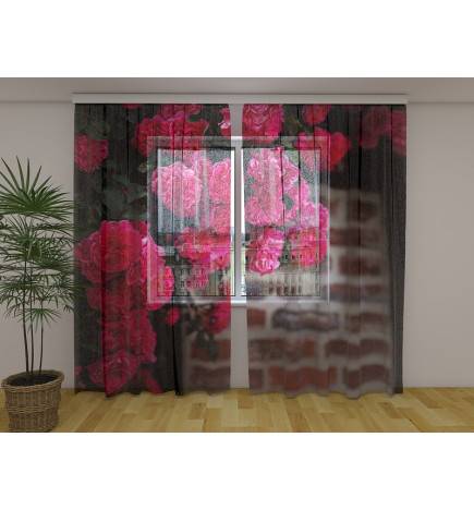 Custom curtain - with peonies on the wall